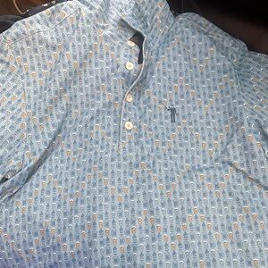 William Murray Golf Light Blue and Yellow Patterned Shirt